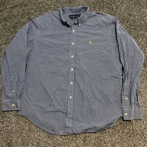 Ralph Lauren Classic Fit Men's XL Blue Check‎ Long Sleeve Button Shirt